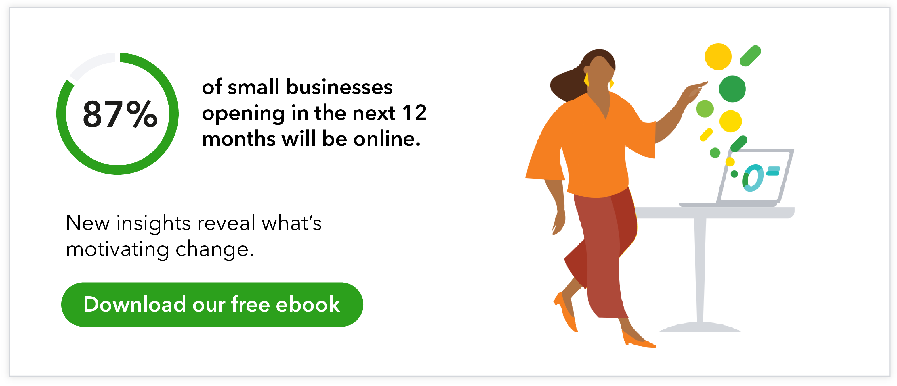 87% of small businesses opening in the next 12 months will be online. New insights reveal what's motivating change. Download our free ebook.