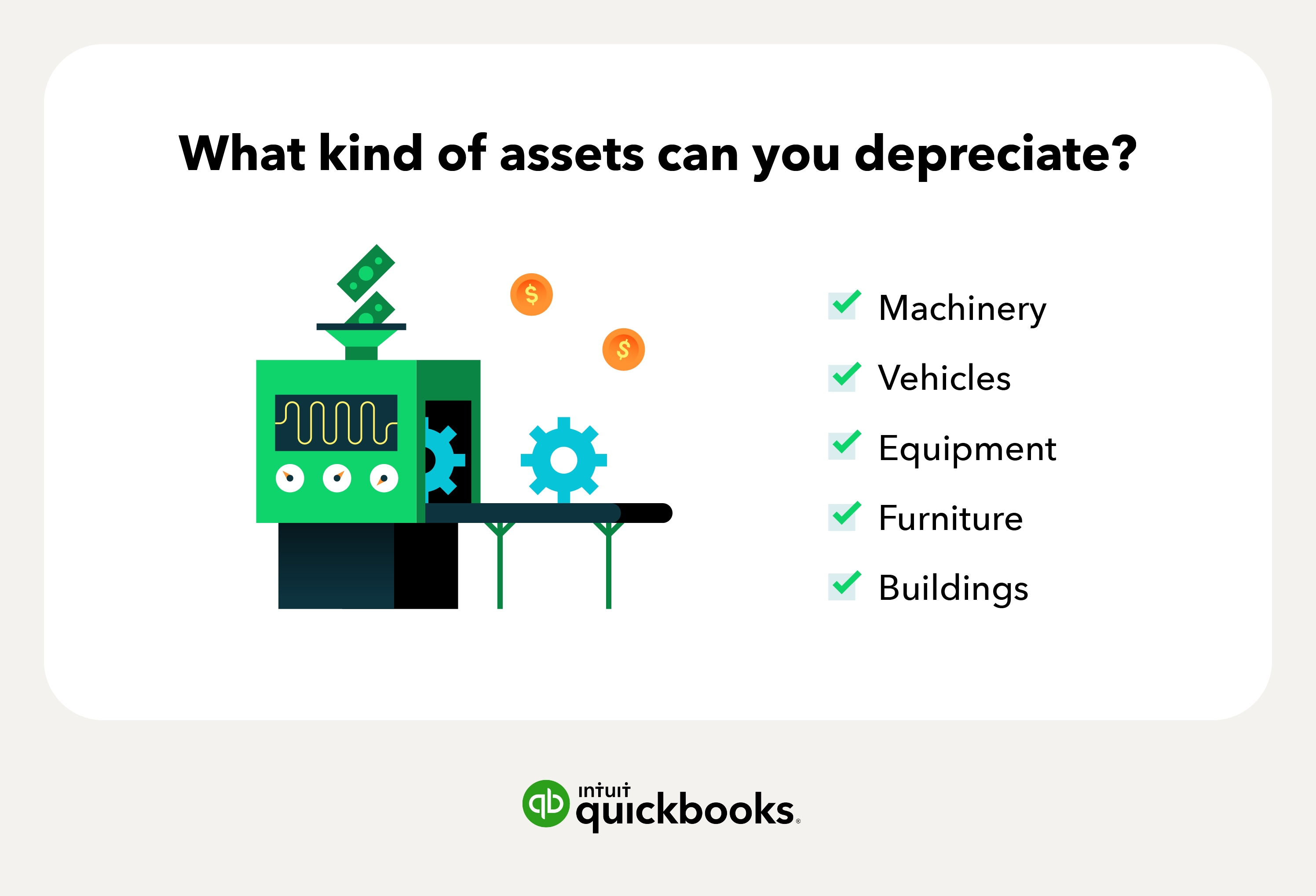 What kind of assets can you depreciate? Machinery, vehicles, equipment, furniture, buildings