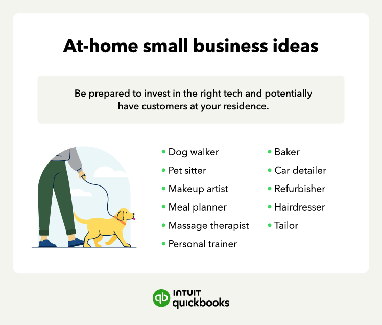 A list of at-home small business ideas.