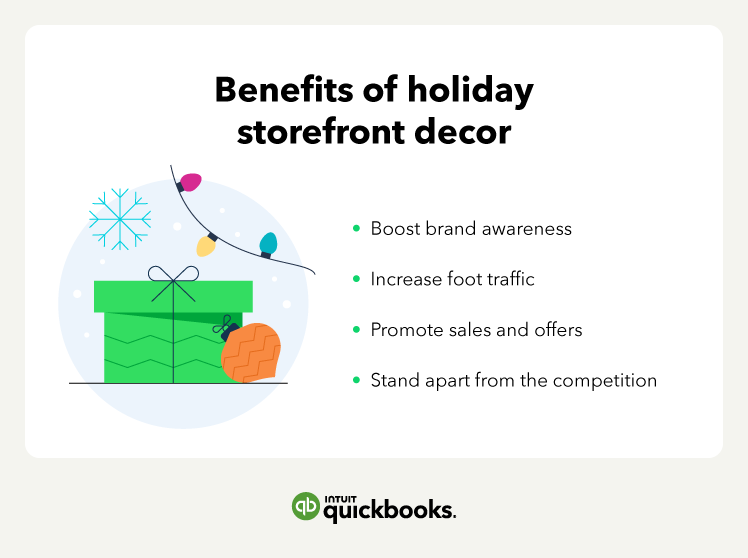 a list of benefits of storefront holiday decor