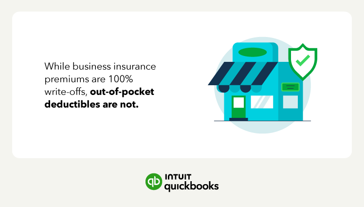 An explanation that business insurance premiums are deductable but out-of-pocket deductibles are not.