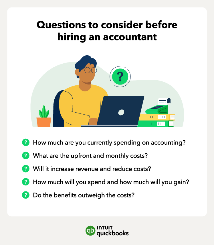 Examples of questions to ask yourself when considering hiring an accountant