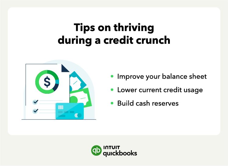 An illustration of the tips for small businesses for thriving during a credit crunch.