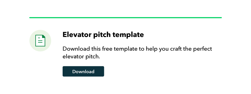 Elevator pitch template download