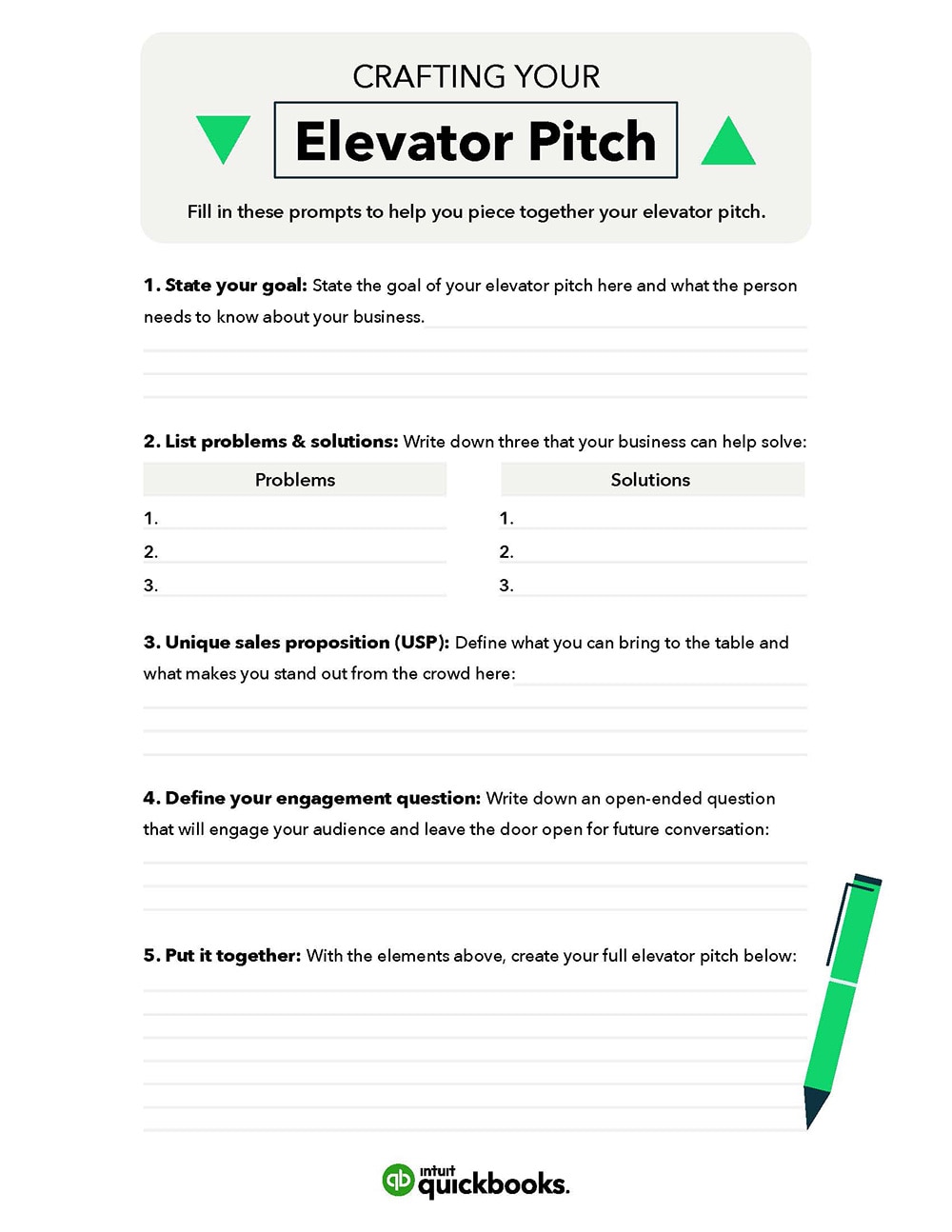Elevator pitch template