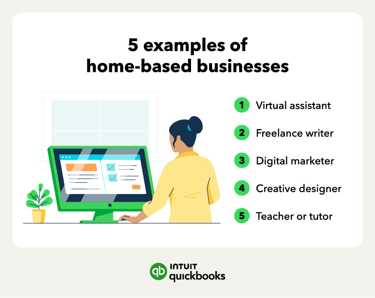 Examples of home-based businesses, such as freelancer writers or digital marketers.