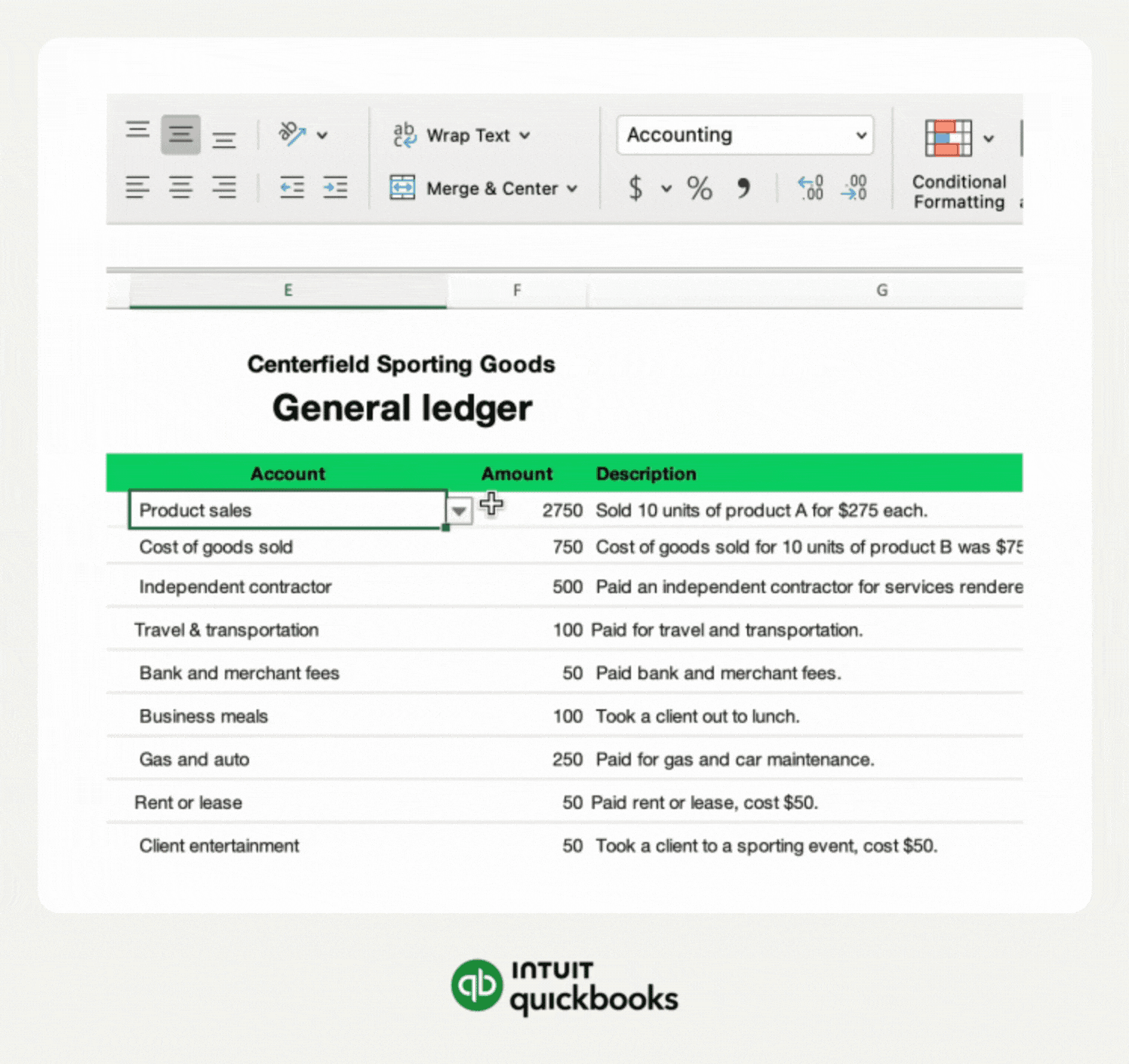 Métodos abreviados de contabilidad de Excel