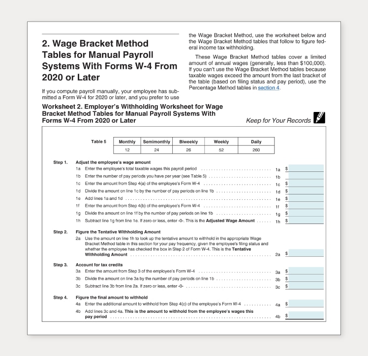A screenshot of the Form W-4 from 2020 or later.