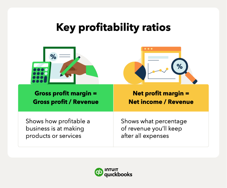 Key profitability ratios, including gross profit margin and net profit margin.