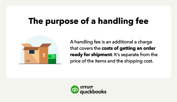 The purpose of a handling fee, including covering the cost of getting an order ready for shipping.