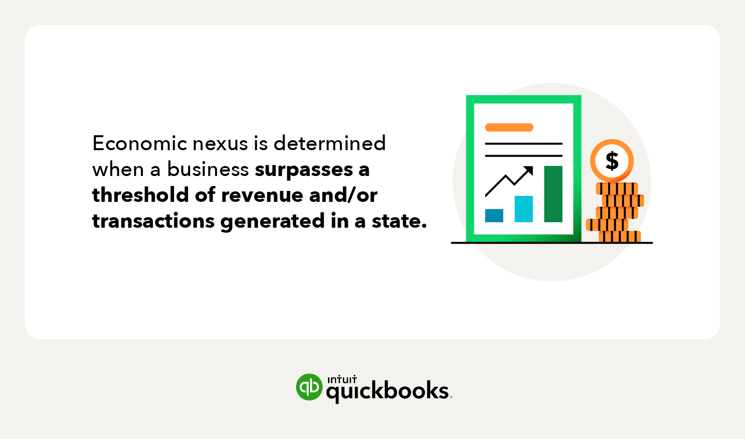 Economic nexus is determined when a business surpasses a threshold of revenue and/or transactions generated in the state.
