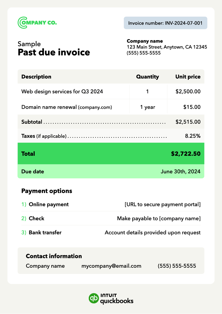 An example of a past due invoice.