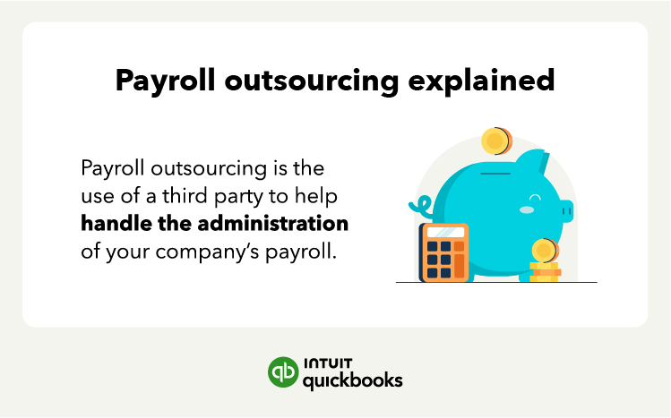 A graphic explains outsourcing payroll.