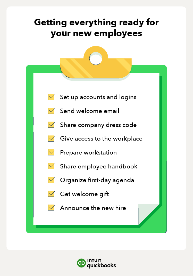 A clipboard with a checklist of tasks for getting everything ready for you employee onboarding.