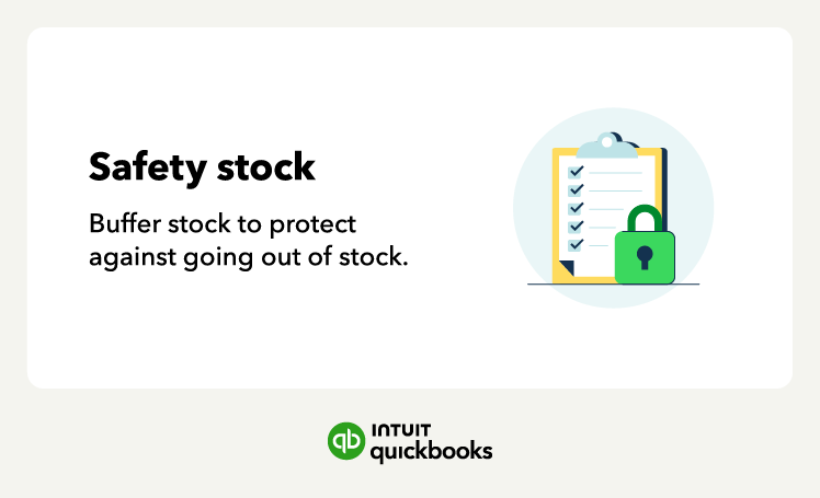 The definition of safety stock, a type of inventory that refers to buffer stock to protect against going out of stock.