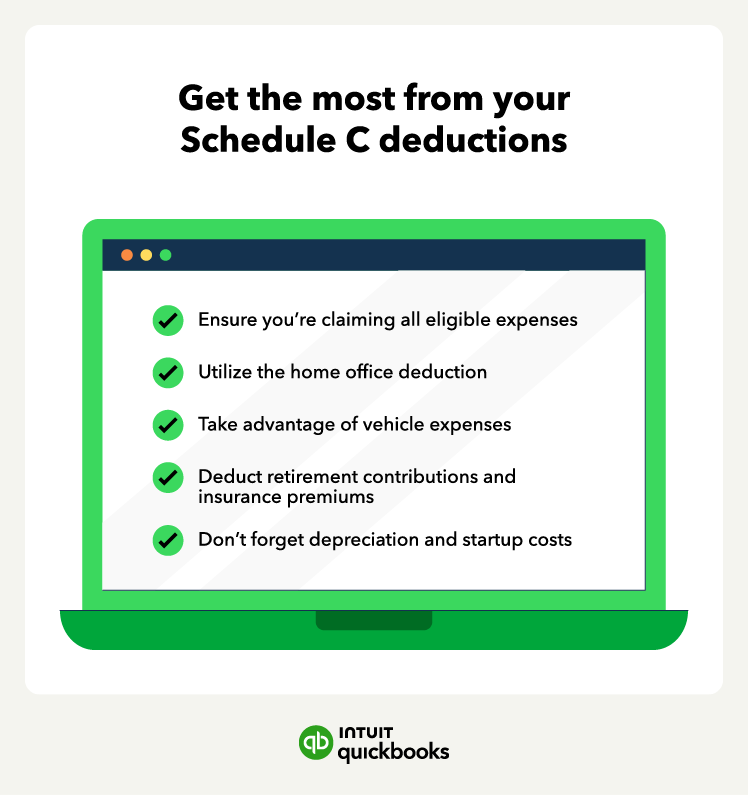 An illustration of how to maximize Schedule C deductions, including using the home office deduction.