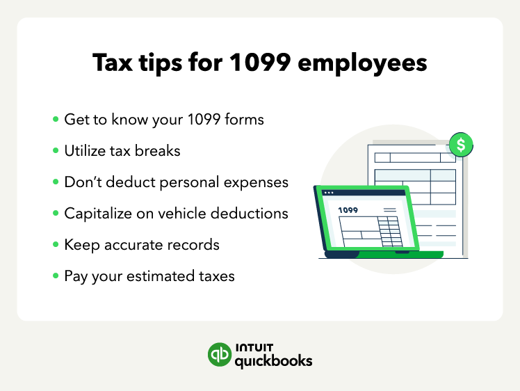 An illustration of the top tax tips for 1099 employees.