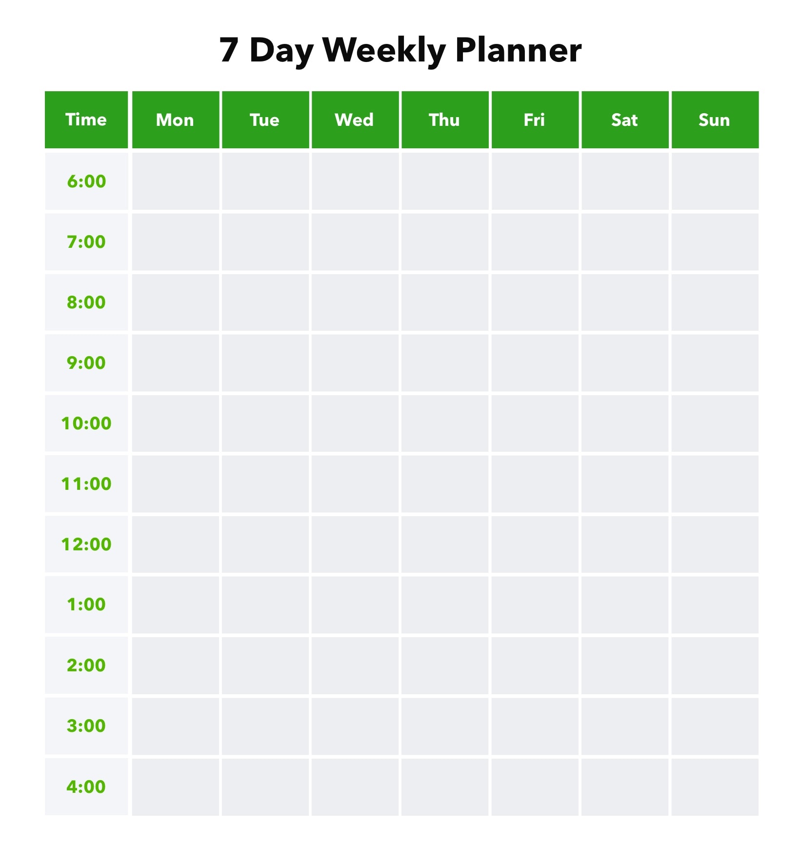7 day weekly planner