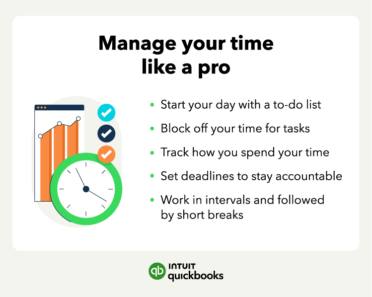 A list of tips for managing time effectively when running a business