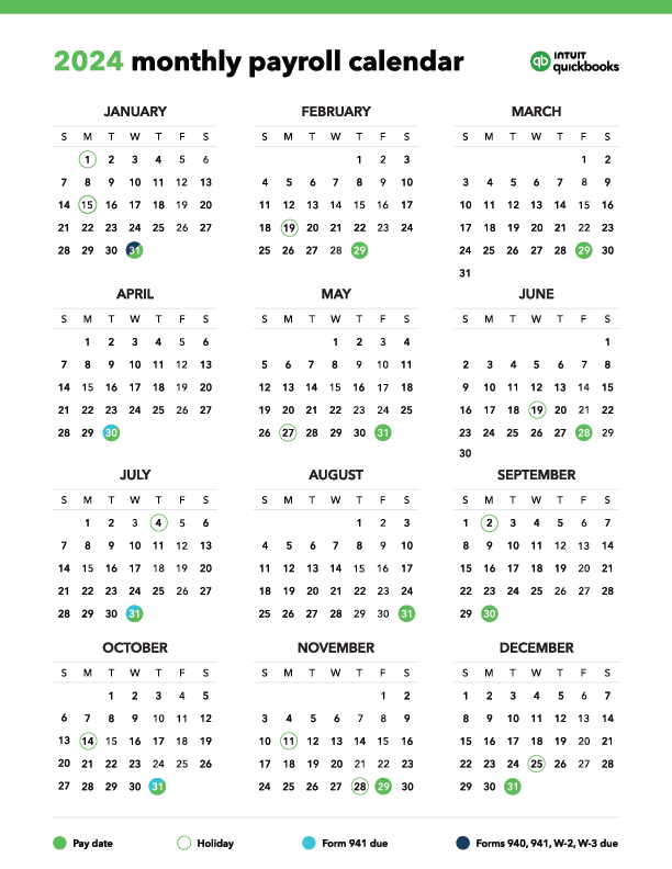 An illustration of a monthly payroll calendar.