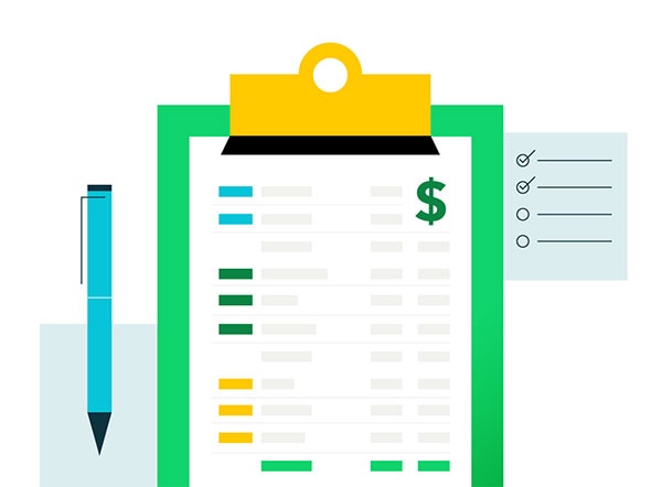 Illustration of an invoice statement on a clipboard