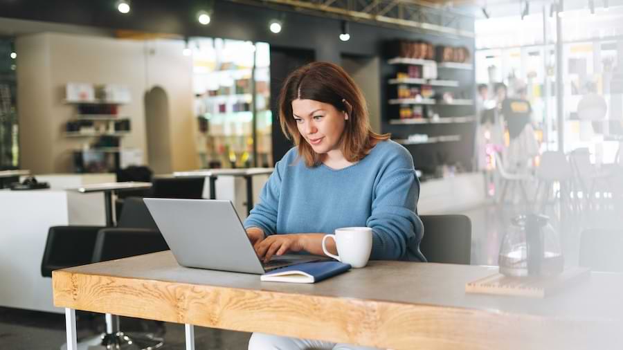 Business owner using her laptop.