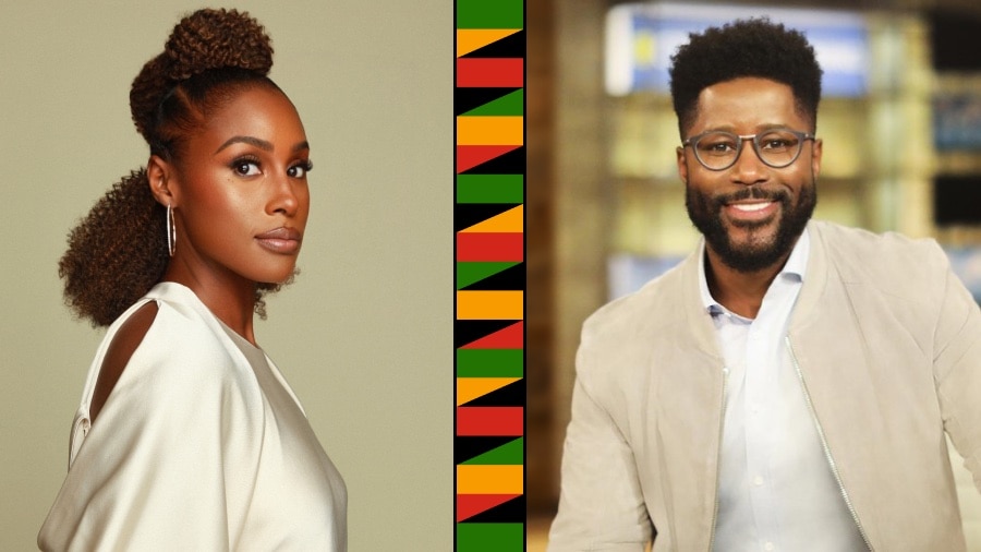 Issa Rae and Nate Burleson