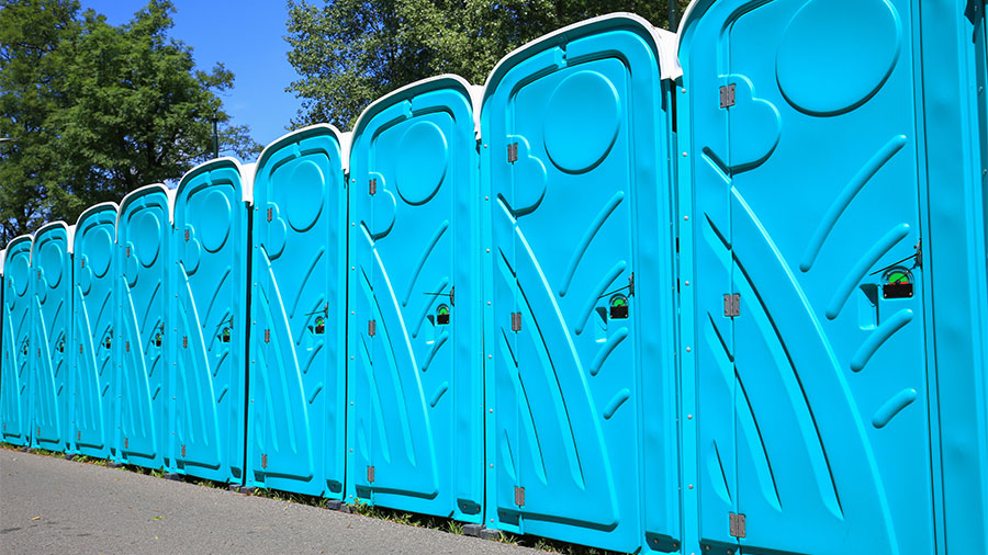 View of the portable public toilets