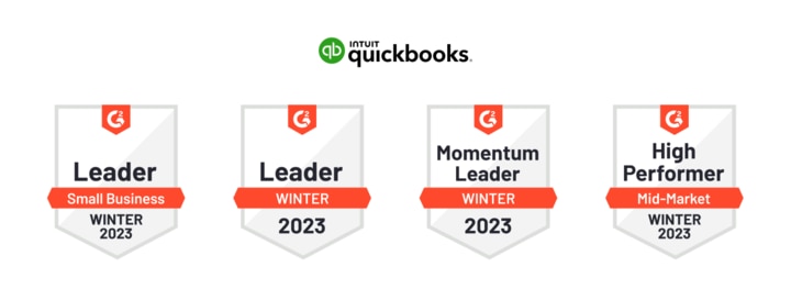 QuickBooks Online Advanced G2 badges. 