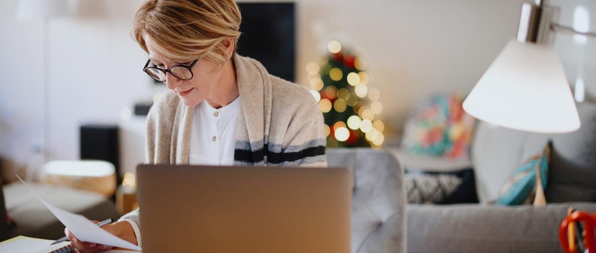 A business owner researching small business tax forms.