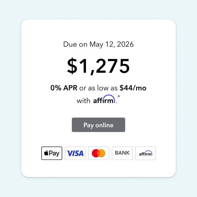 Online payment due notice with options