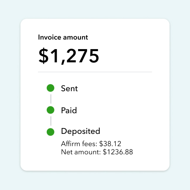 Invoice payment status with deposit summary