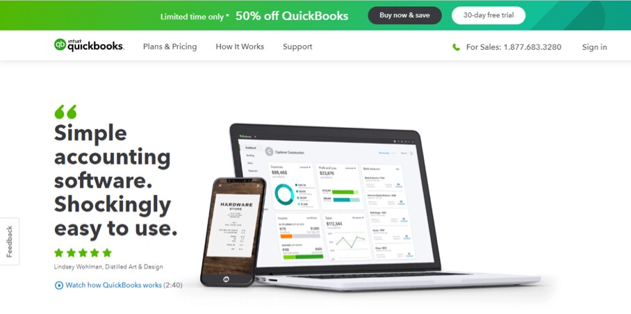 Quickbooks using their website home page for word-of-mouth marketing.