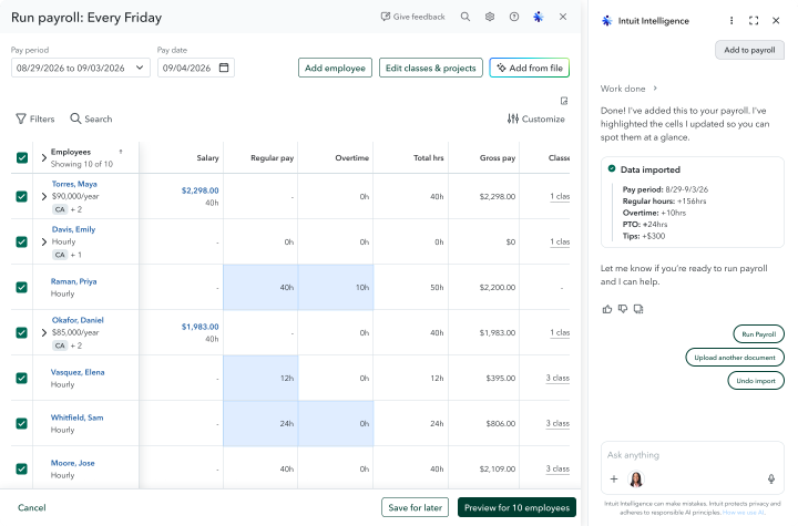 Online payroll dashboard with employee pay details