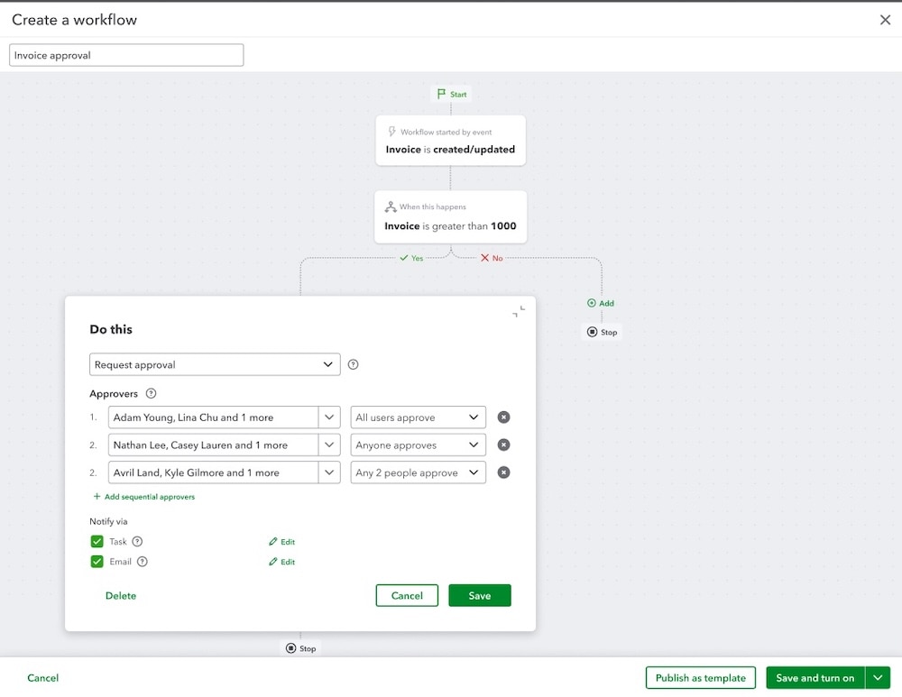 Parallel approvals for bill pay in QuickBooks.