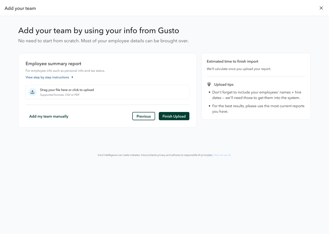 Add your team using info from Gusto