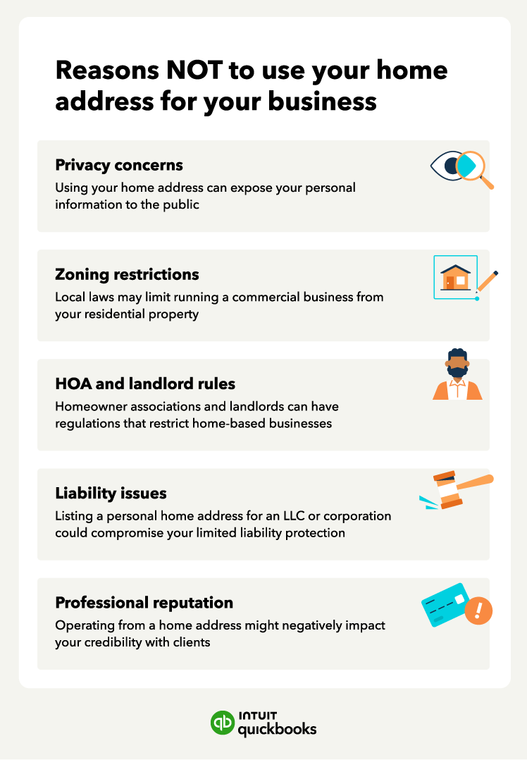 An image sharing reasons NOT to use your home address for your business.