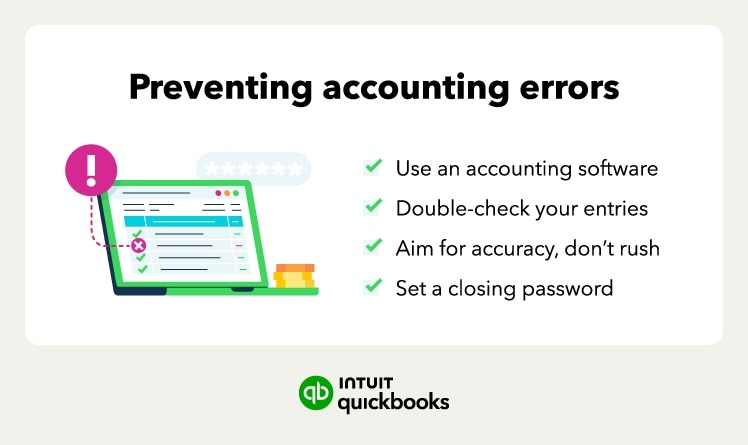 An image showing how to prevent accounting errors.