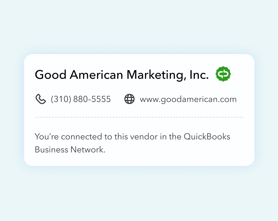 A visualization of a connection in the Business Network for Good American Marketing, Inc.