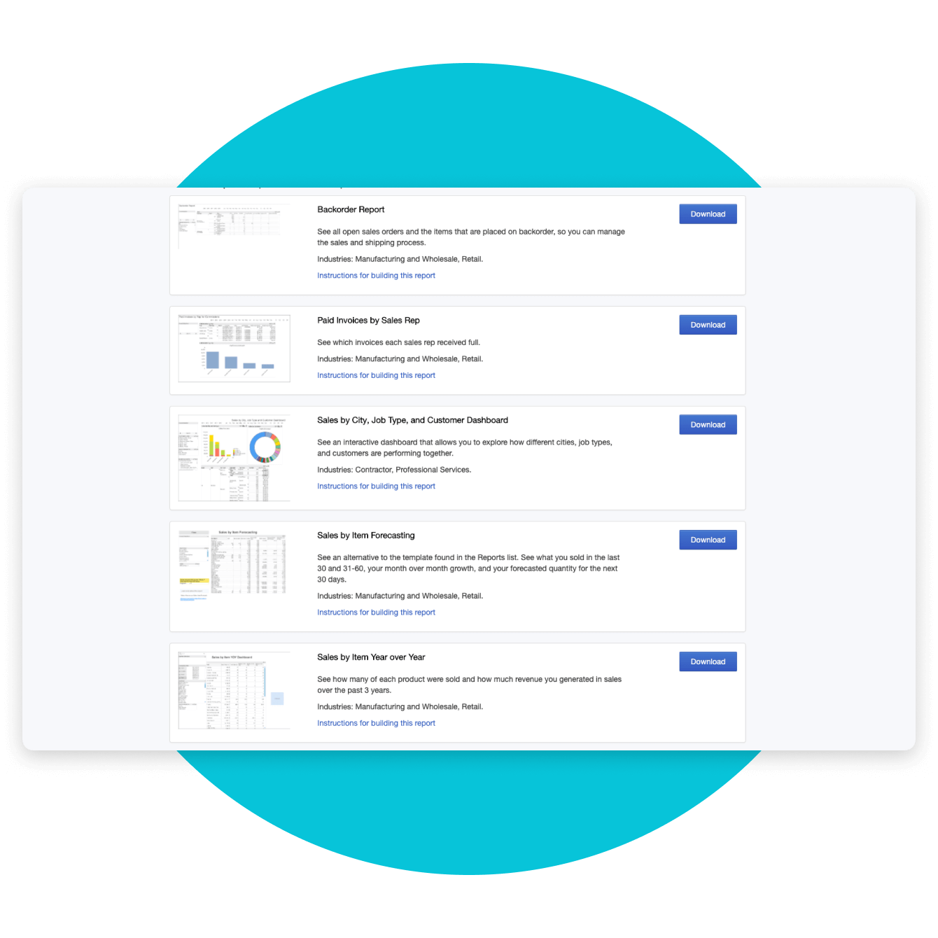 QuickBooks Enterprise customizable reports interface details