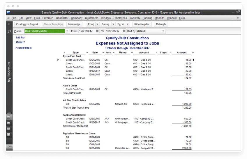 Find expenses not assigned to jobs