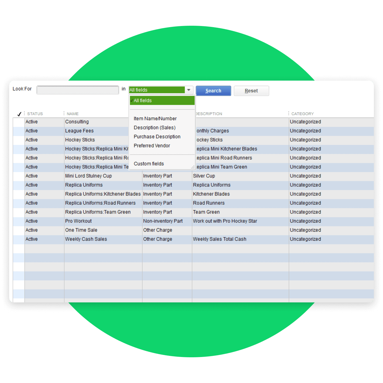 QuickBooks Desktop Enterprise improved list search interface detail