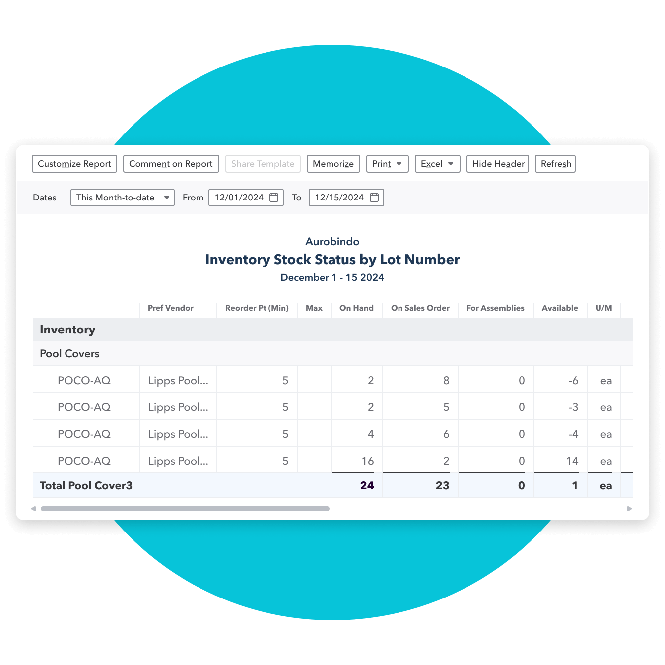 QuickBooks Enterprise industry-specific report interface details