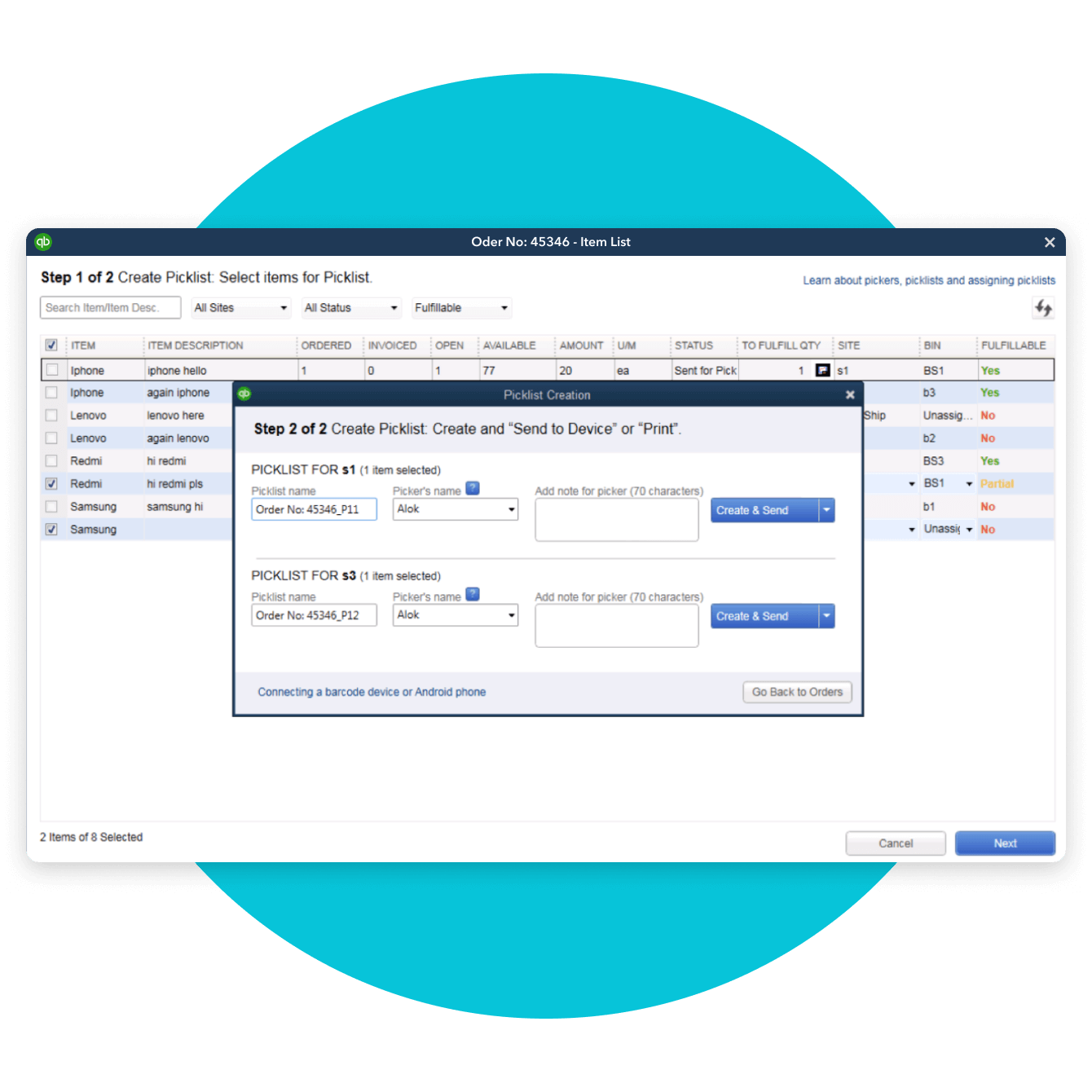 Desktop Enterprise order fulfillment interface detail