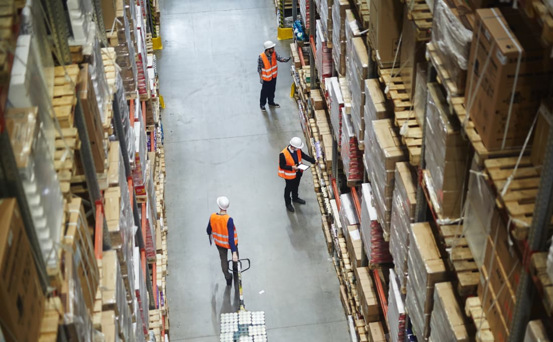 Warehouse workers busy at work