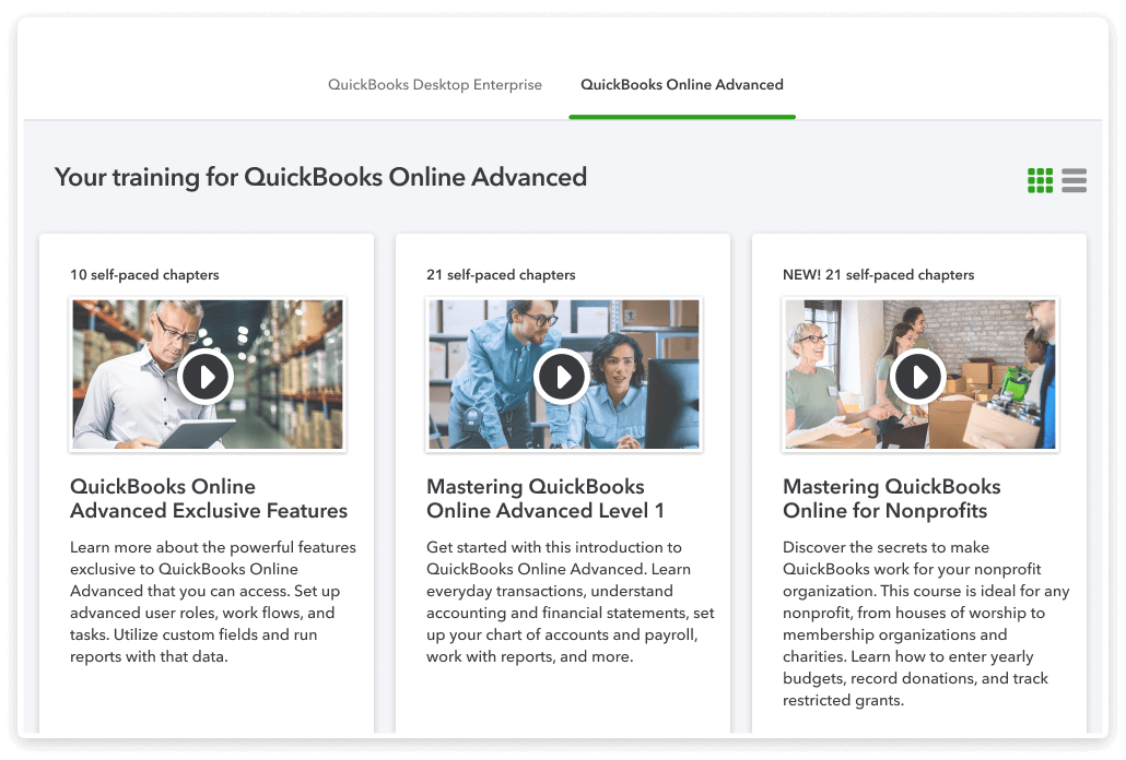QuickBooks Priority Circle training interface detail