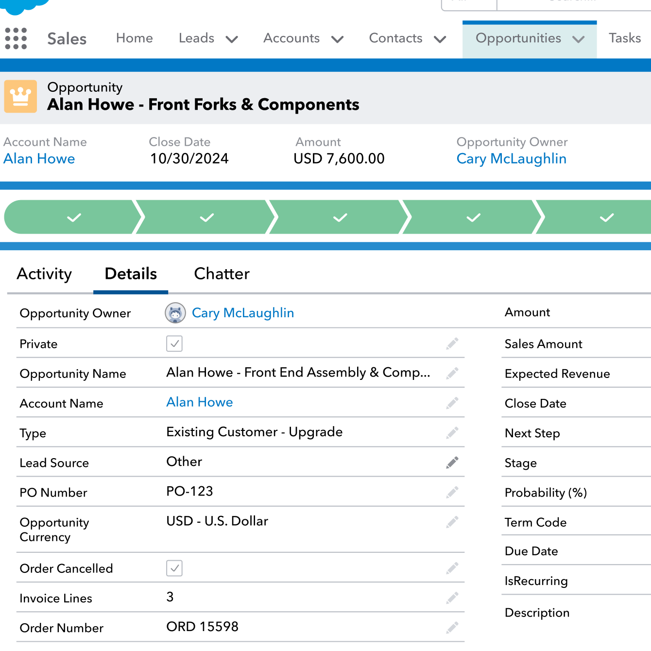 QuickBooks Enterprise Diamond Salesforce CRM connector interface detail