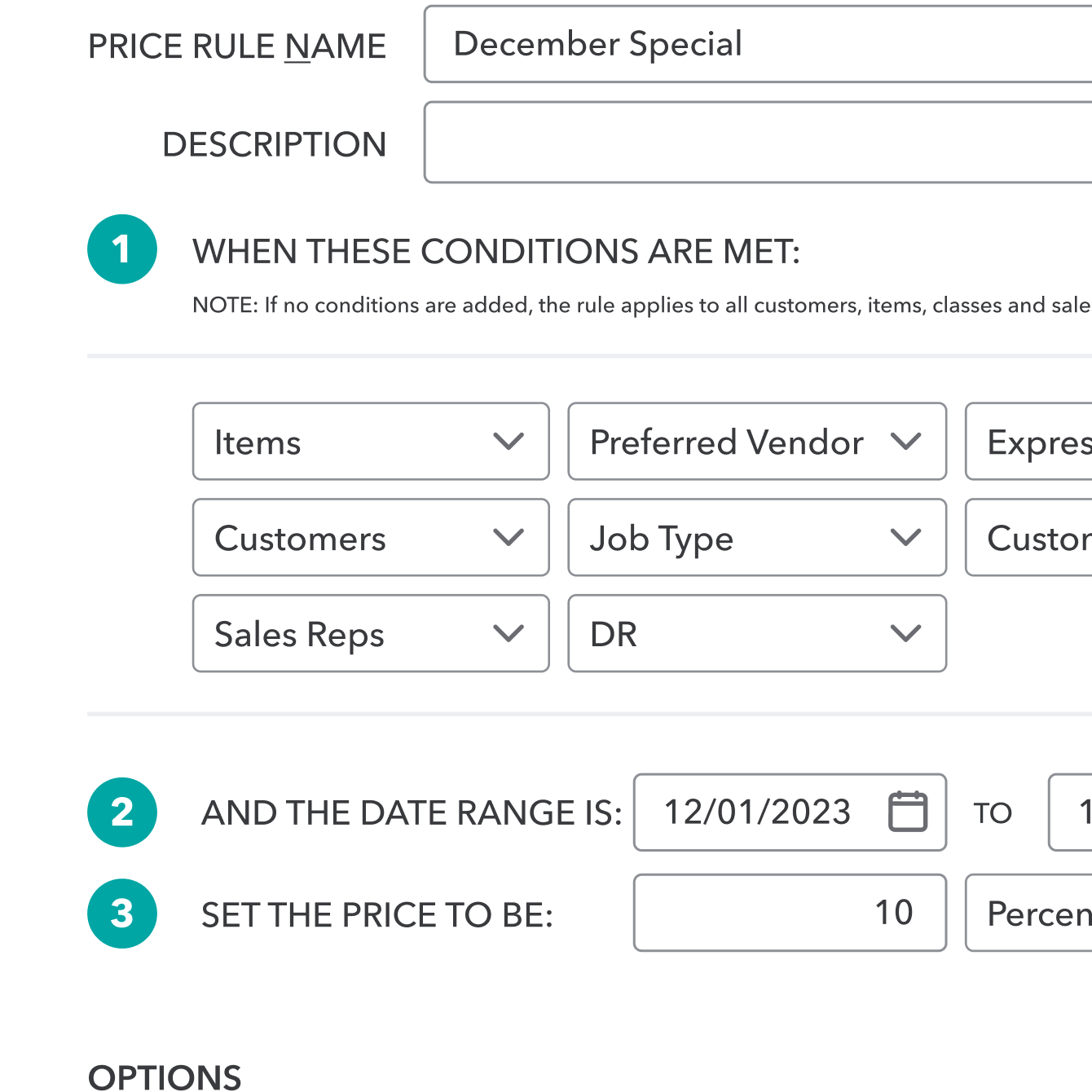 QuickBooks Enterprise Advanced Pricing interface detail