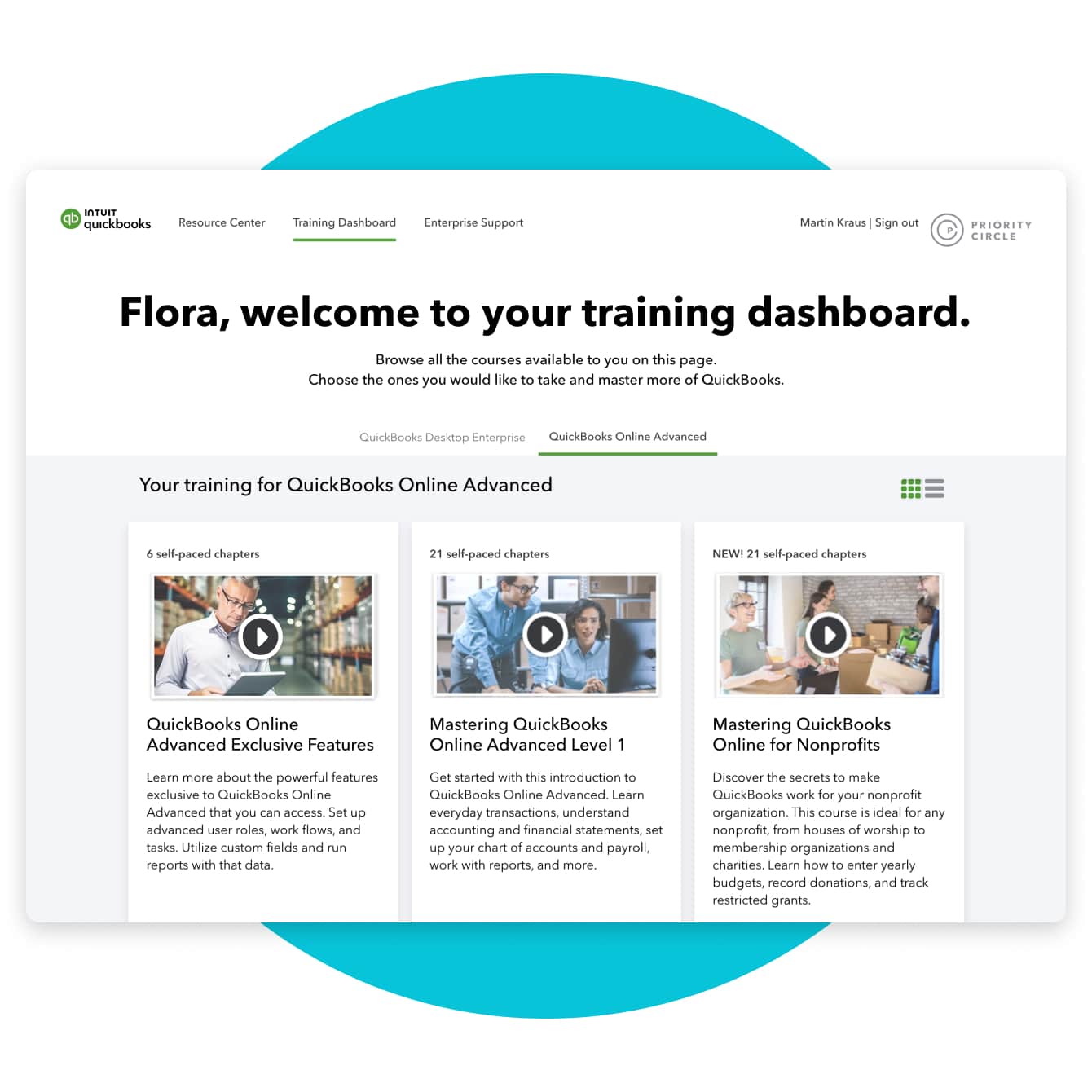 Priority Circle on-demand training interface