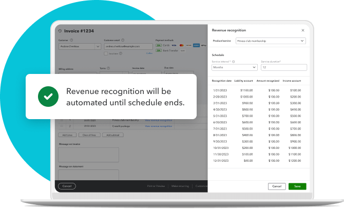 QuickBooks Online Advanced - Revenue recognition feature